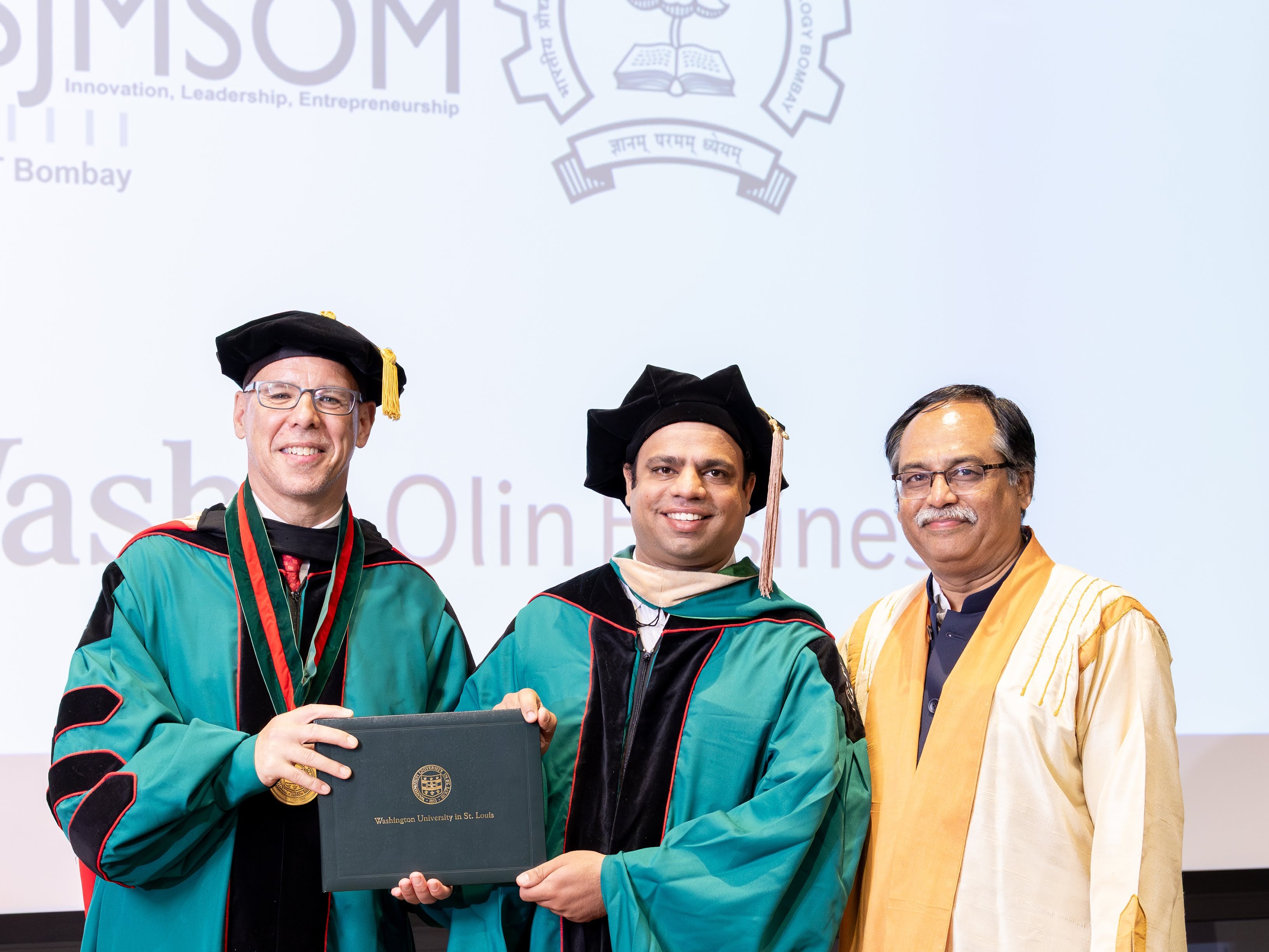 Ankit Dhir receiving his Executive MBA diploma from Washington University in St. Louis