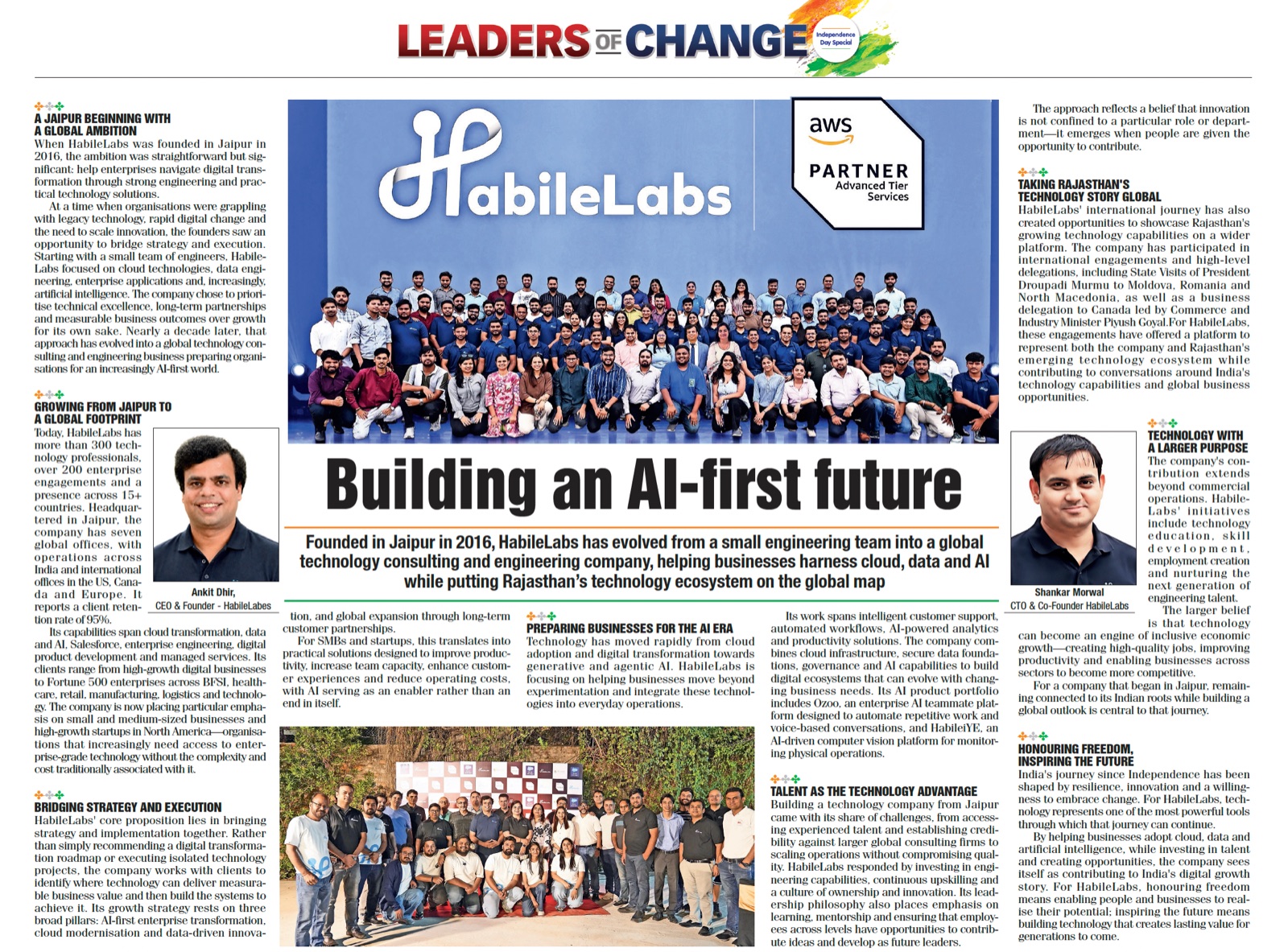 Press coverage: Leaders of Change: Building an AI-First Future